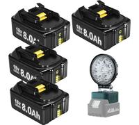 Batteries pour outils électriques, capacité 8000mAh, compatibles avec BL1830, 4X8.0Ah1XLumière de travail