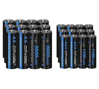 Batteries rechargeables, capacité de 3000 mAh, compatibilité universelle, format 12 piles AA et 12 piles AAA