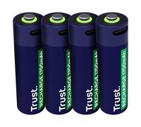 Trust Batteries Rechargeables AA 1700 mAh (4 pièces) - Recharge USB-C, 800 Cycles, Temps de Charge 2h, Protection Court-Circuit, Dimensions 50x14mm