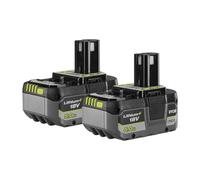 Batteries RYOBI 18V One+ 5.0Ah Lithium-ION RB18LL50 - Lot de 2, Compatibles avec Outils 18V, Technologie IntelliCell, +25% d'Autonomie, Protection Électronique, Antichocs, 700g chacune.