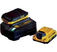 Batteries Stanley FATMAX V20, 18V 2Ah, Chargeur 2A, Pack 2, SFMCB12D2-QW, Compatible Stanley FATMAX V20