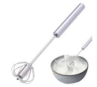 Batteur à œufs en acier inoxydable, fouet rotatif semi-automatique, batteur à main avec long manche, outil de cuisine, fouet mélangeur anti-adhésif avec design robuste, milkshakes, crème fouettée