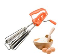 Batteur manuel - Batteur manuel - Double têtes de mélangeur - Manivelle - Fouet en acier inoxydable - Outil de cuisine à suspendre - Passe au lave-vaisselle - Poignée confortable - Mixeur à œufs pour