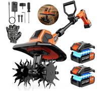 Batteuse-cultivateur sans fil, motoculteur électrique avec batterie de 6000 mAh, 400 tr/min, moteur sans balais de 600 W, largeur de travail de 23 cm, profondeur de travail de 17 cm, manche réglable, 