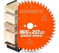BAUBECK Lame de scie 165 x 20 + adaptateur 16 mm, 48Z, coupe 1,5 mm dans le bois, batterie 18 V compatible avec M. SP6000/J, DHS680, Bosch GKT 55 / GCE S/GKS 18 V, lame de scie circulaire 165 x 20
