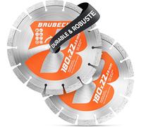 BAUBECK Lot de 2 Disques Diamant 180 mm pour Pierre et Béton | Disque à Tronçonner Haute Performance, Compatible avec Meuleuse d'Angle Bosch, Metabo