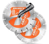 BAUBECK Lot de 2 Disques Diamant 230 mm pour Pierre et Béton | Disque à Tronçonner Haute Performance, Compatible avec Meuleuse d'Angle Bosch, Metabo