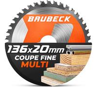 BAUBECK Sägeblatt 136x20 1.5mm Feinschnitt in Holz & Alu, 40 Zähne für Akku Kreissägen, wie Bosch GKM 18v-50 oder M. DSS501 / Z, DCS552, DCS550 kompatibel, Kreissägeblatt 136x20 Sägeblatt 135x20