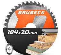 BAUBECK Sägeblatt 184x16 +20mm Adapter, 40Z, 1.6mm Feinschnitt in Holz & Alu kompatibel mit Dewalt. Bosch, Evolution & TACKLIFE PES01A Sägeblatt 184x20, Kreissägeblatt 184x16