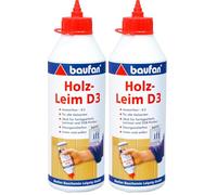Baufan Colle à Bois D3-500g I Étanche, Sans Solvant I Pour Tous Types de Bois, OSB, Stratifiés I Sèche Transparent I Intérieur et Extérieur (Lot de 2)
