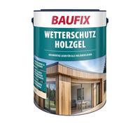 BAUFIX Gel de protection pour bois blanc, satinée brillante, 5 litres, Lasure pour bois, Lasure antigoutte, pour toutes les essences de bois, résistante aux intempéries