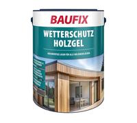 Baufix Gel de protection pour bois gris anthracite, satinée brillante, 5 litres, Lasure pour bois, Lasure antigoutte, pour toutes les essences de bois, résistante aux intempéries