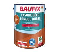 BAUFIX Lasure déco longue durée acajou, satinée brillante, 5 litres, Lasure pour bois, Lasure de protection du bois, pour intérieur et extérieur, pour nombreux bois de résineux / feuillus