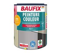 BAUFIX PEINTURE COULEUR 2en1 - Jaune env. RAL 1006-1 litre - Pour l’intérieur & l’extérieur - Pour bois, zinc, fer, maçonnerie, béton, plaques en Eternit etc. - Séchage rapide