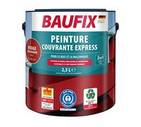 Baufix Peinture couvrante Express rouge scandinave, mate, 2.5 litres, Peinture de protection contre les intempéries, Peinture durable, pour bois, enduit, maçonnerie, meubles et palissades