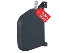 BAUHELD Enrouleur de sangle de volet roulant en saillie avec sangle de 5,5 m - Pliable - Robuste - Pour sangle de volet roulant - 14 mm - Pivotant à 180° - Mini enrouleur de sangle avec espacement des
