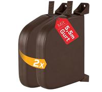 BAUHELD Lot de 2 enrouleur de sangle de volet roulant en saillie avec sangle de 5,5 m - Pliable - Robuste - Pour sangle de volet roulant - 14 mm - Pivotant à 180° - Mini enrouleur de sangle avec