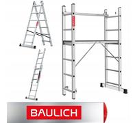 Baulich | Échafaudage en aluminium 2x6 - Charge maximale 150 kg - Hauteur de travail 2,97 m - Plateforme de travail - Pliable - Échafaudage EN 131