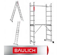 Baulich | Échafaudage en aluminium 2x8 - Charge maximale 150 kg - Échelle pliable - Hauteur de travail 2,97 m - Échafaudage EN 131