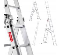 Baulich | Échelle - Échelle en aluminium - 3x11 marches - Pliable - Charge maximale 150 kg - Hauteur de travail 6,55 m