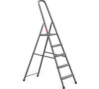 Baulich | Échelle en acier - 5 marches - Gris - Hauteur de travail 3 m - Poids 6,1 kg