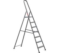 Baulich | Échelle en acier - 7 marches - Grise - Hauteur de travail 3,5 m - Capacité de charge 125 kg
