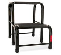 Baulich | Échelle en acier - Tabouret-plateforme - Noir - 2 marches - Capacité de charge de 150 kg - Antidérapante - 37 x 46 x 50 cm