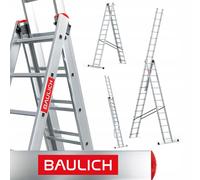 Baulich | Échelle en aluminium - 3 parties - 3x13 marches - Charge max. 150 kg - Hauteur de travail max. 8,61 m - Échelle multifonctionnelle - Stabilisateur inclus