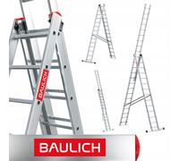 Baulich | Échelle en aluminium - 3 parties - 3x14 marches - Hauteur de travail 9,62 m - Légère - Capacité de charge 150 kg - Échelle multifonctionnelle
