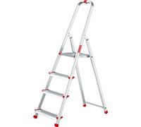 Baulich | Échelle en aluminium - 4 marches - Capacité de charge 125 kg - Pliable - Avec crochets et jeux de butées
