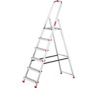Baulich | Échelle en aluminium - 6 marches - Charge max. 125 kg - Pliable - Avec crochets et bouchons