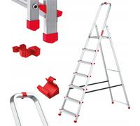 Baulich | Échelle en aluminium - 7 marches - Charge max. 125 kg - Pliable - Crochets et kit de blocage inclus