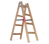 Baulich | Échelle en bois - 2 x 4 marches - double face - en bois de pin - EN 131 - hauteur de travail jusqu'à 2,7 m - capacité de charge 150 kg - résistante aux intempéries - avec crochets
