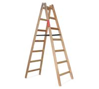 Baulich | Échelle en bois - 2 x 7 marches - double face - en bois de pin - EN 131 - hauteur de travail jusqu'à 3,6 m - capacité de charge 150 kg - résistante aux intempéries - avec crochets