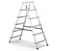 Baulich | Échelle ménagère en aluminium - 2 x 6 marches - Charge max. 120 kg - Hauteur 2,83 m - Pieds antidérapants s
