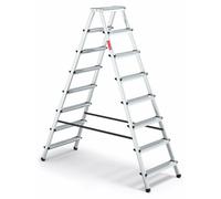 Baulich | Échelle ménagère en aluminium - 2 x 8 marches - Charge max. 120 kg - Hauteur 3,26 m - Pieds antidérapants s
