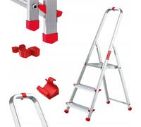 Baulich | Échelle ménagère en aluminium - 3 marches - Charge max. 125 kg - Pliable - Crochets et butées s