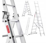 Baulich | Échelle - Échelle en aluminium - 3x7 - Multifonctionnelle - Stabilisateur inclus - Pliable - Échelle de travail - Capacité de charge 150 kg