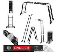 Baulich | Échelle universelle multifonctionnelle - Hauteur 2,97 m à 4,39 m - 12 marches - Pliable - Capacité de charge 125 kg