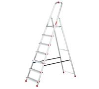 Baulich - Escabeau en Aluminium - 7 Marches, avec Crochet et 4 Embouts Antidérapants - Structure Solide et Ergonomique, Facile à Transporter - 215x50x12cm - Capacité de Charge Jusqu’à 125 kg