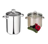 Baumalu - 344109 - Cuiseur à Asperges - 4 L - Diamètre 16 cm, Argenté & 342653 Marmite Traiteur + Couvercle 11 L Diamètre 26 cm en Acier Inoxydable