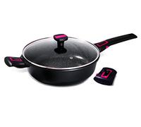 Baumalu 383604 Sauteuse avec Couvercle 28 cm Granit Pro, Aluminium Forgé, Noir, 28 cm, 30 x 30 x 10 cm