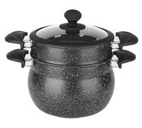 Baumalu - Couscoussier/Marmite bombé Aluminium Revêtu - Ø 24 cm - 8 Litres | Aluminium léger à conduction rapide, revêtement anti-adhérent facile à nettoyer ; cuit couscous et légumes à la vapeur