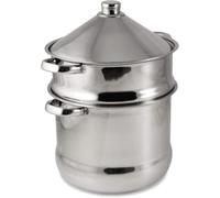 Baumalu - Couscoussier Tajine en Acier Inoxydable - Couvercle et Poignées Inox - Tous Feux dont Induction - Triple Fond Diffuseur - Ø22cm, 9L