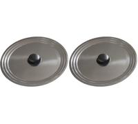 BAUMALU - Couvercle Multi-Degrés Universel - Acier Inoxydable Haut de Gamme - Bouton Bakélite, Bord en Escalier - Pour Ustensiles de Ø16, 18 et 20 cm (Lot de 2)