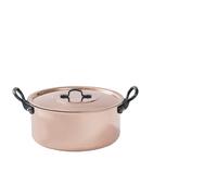 BAUMALU - Faitout avec Couvercle - Cuivre Étamé - Tous Feux sauf Induction - Poignées Fixes en Fonte - Design Traditionnel Français Made in Alsace - Ø20cm - Cuivre