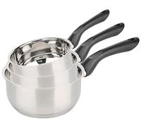 BAUMALU - Lot de 3 Casseroles Primo - Acier Inoxydable - Tous Feux dont Induction - Triple Fond Diffuseur, Répartition Homogène de la Chaleur - Manche Fixe en Bakélite - Ø16, 18 et 20cm
