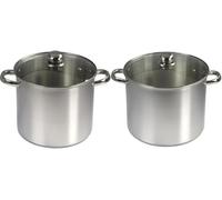 Baumalu - Lot de 2 Traiteurs Inox 24 et 30cm avec Couvercles en verre | Acier inoxydable, couvercles verre pour surveiller la cuisson, tous feux dont induction