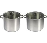 Baumalu - Lot de 2 Traiteurs Inox 24 et 32cm avec Couvercles en Verre | Acier inoxydable, couvercles verre pour surveiller la cuisson, tous feux dont induction