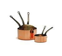 BAUMALU - Lot de 5 Casseroles Lisses - en Cuivre Massif, Intérieur Non Étamé - Tous Feux Sauf Induction - Manche Fixe en Fonte - Design Traditionnel Français Made in Alsace - Ø12-20cm - Cuivre